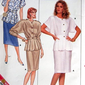 Misses&#39; Top & Skirt Size 6, 8, 10 Butterick 5995 Vintage Uncut Sewing Pattern 1988