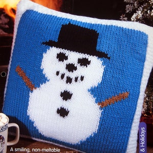 Happy Snowman Pillow By Carolyn Pfeifer Knitting Pattern Leaflet 2001