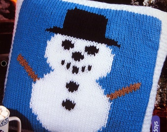 Happy Snowman Pillow By Carolyn Pfeifer Knitting Pattern Leaflet 2001