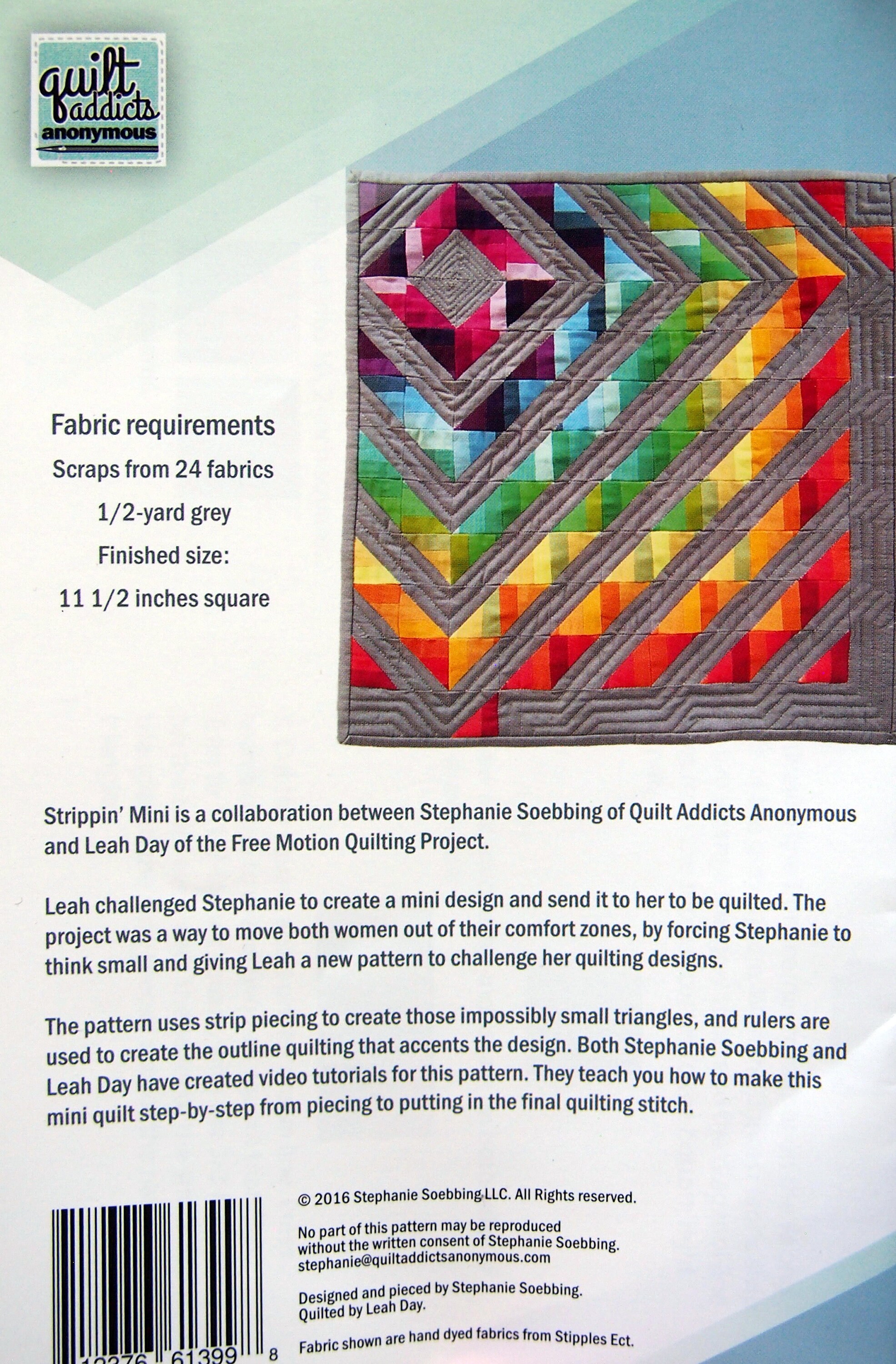 Strippin' Mini by Quilt Addicts Anonymous Quilt Pattern Packet 2016 - Etsy