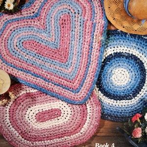 Rags To Rugs - Teppiche zu häkeln - Buch 4 von Sally Paul Vintage Crochet Pattern Leaflet 1988