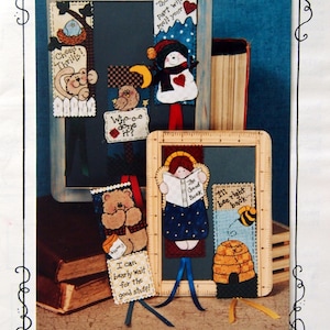Bookmark It! Six "No Sew" Bookmarks By Barb Bullen, Karen Rizzo And Luv 'N Stuff Vintage No-Sew Bookmark Fabric Craft Pattern Packet 1997