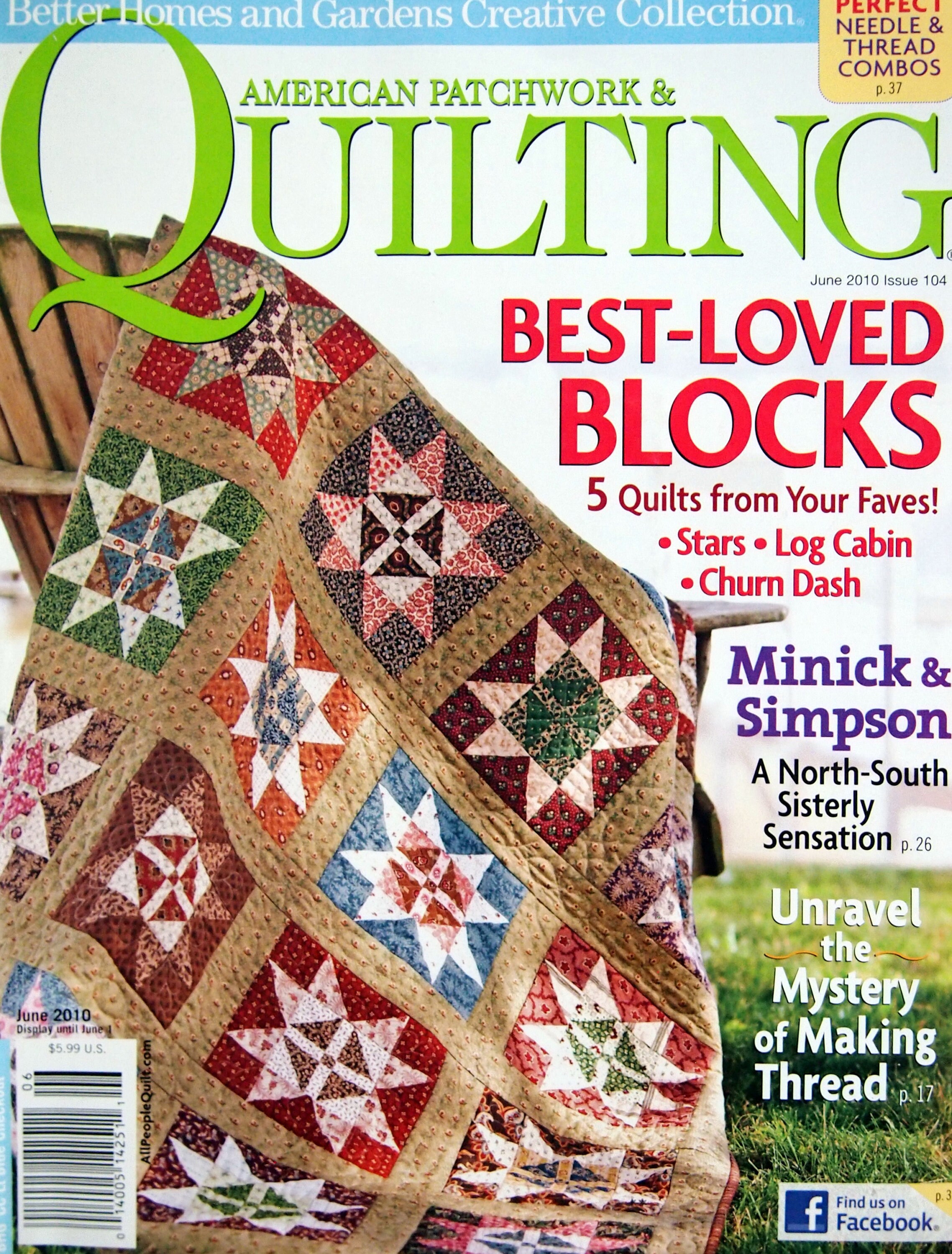 American Patchwork &amp; Quilting by Better Homes and Gardens Quilt Pattern Magazine June 2010 - Etsy