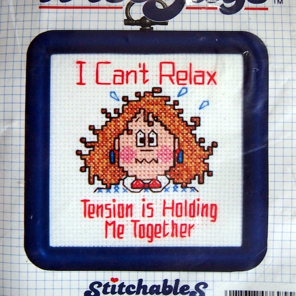 I Can't Relax - Wise Guys - Stitchables By Dimensions Vintage Counted Cross Stitch Kit 1988