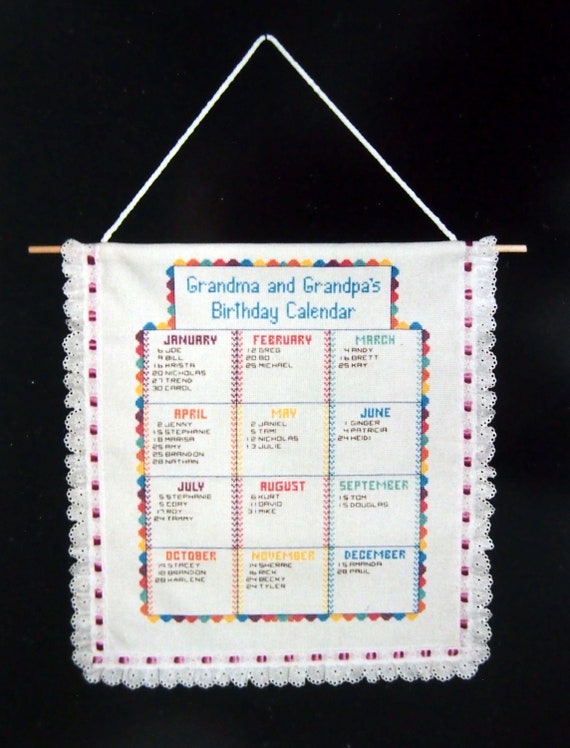 Birthday Calendar by Julie Ann Patterns Vintage Cross Stitch Pattern Packet  1990 - Etsy