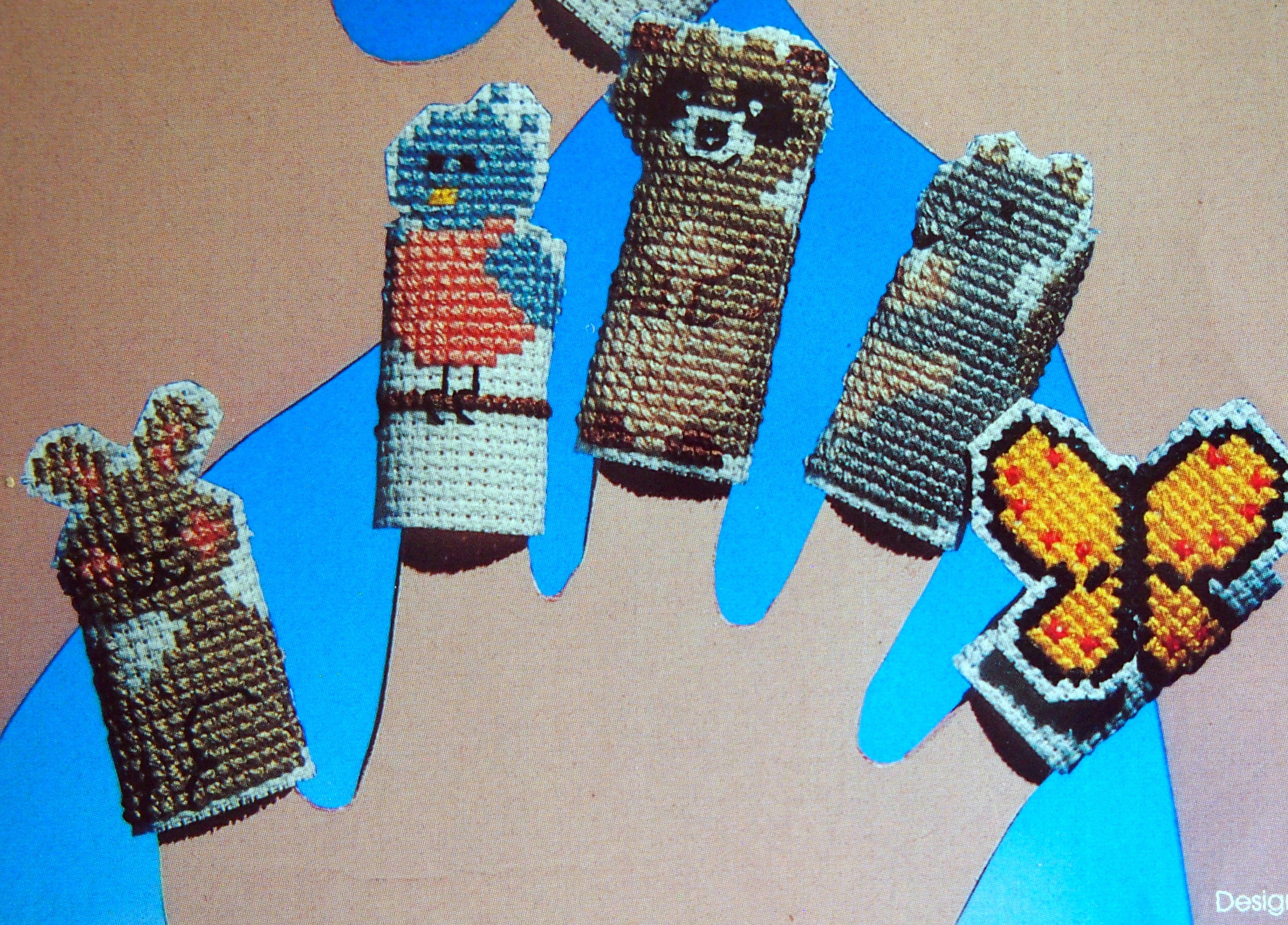 Plus Sign Puppet Finger Puppets by Anis Duncan and Zweigart Aida Plus Vintage Counted ...