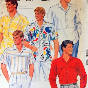 Men&#39;s Shirts Size 38 McCall&#39;s 2379 Vintage Uncut Sewing Pattern 1986
