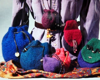 Felt Pouches & Belt Bag By Bev Galeskas And Fiber Trends Vintage Felted Knitting Pattern Page 1995