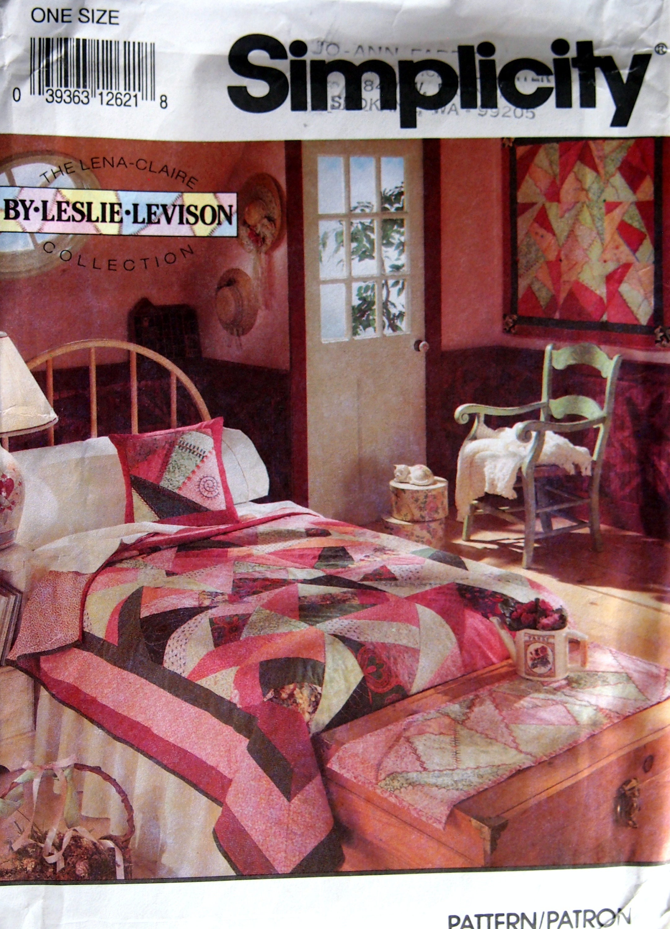 Crazy Patchwork Quilt, Wall Hanging, Dresser Scarf And Pillow Cover Simplicity 7847 Vintage Uncut Quilting And Sewing Pattern 1992