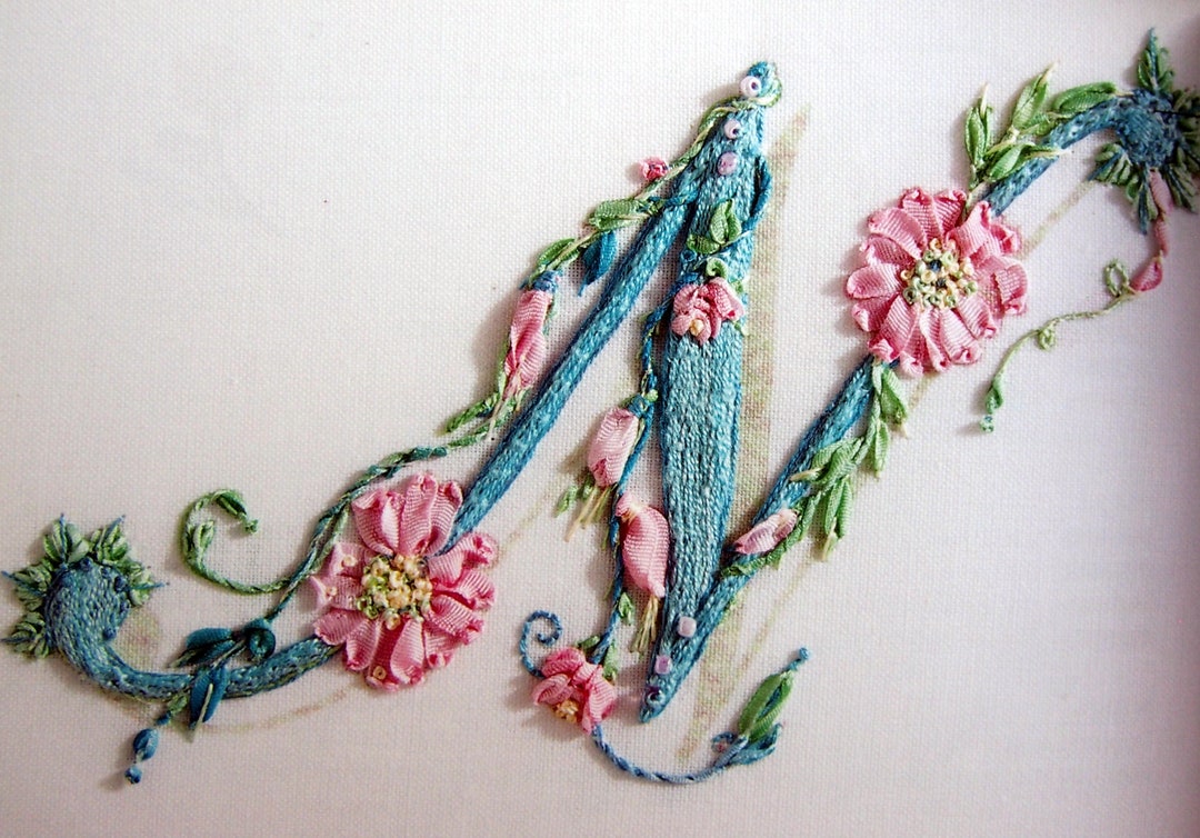 Embroidered Alphabets With Ribbon Embroidery by Di Van Niekerk Etsy