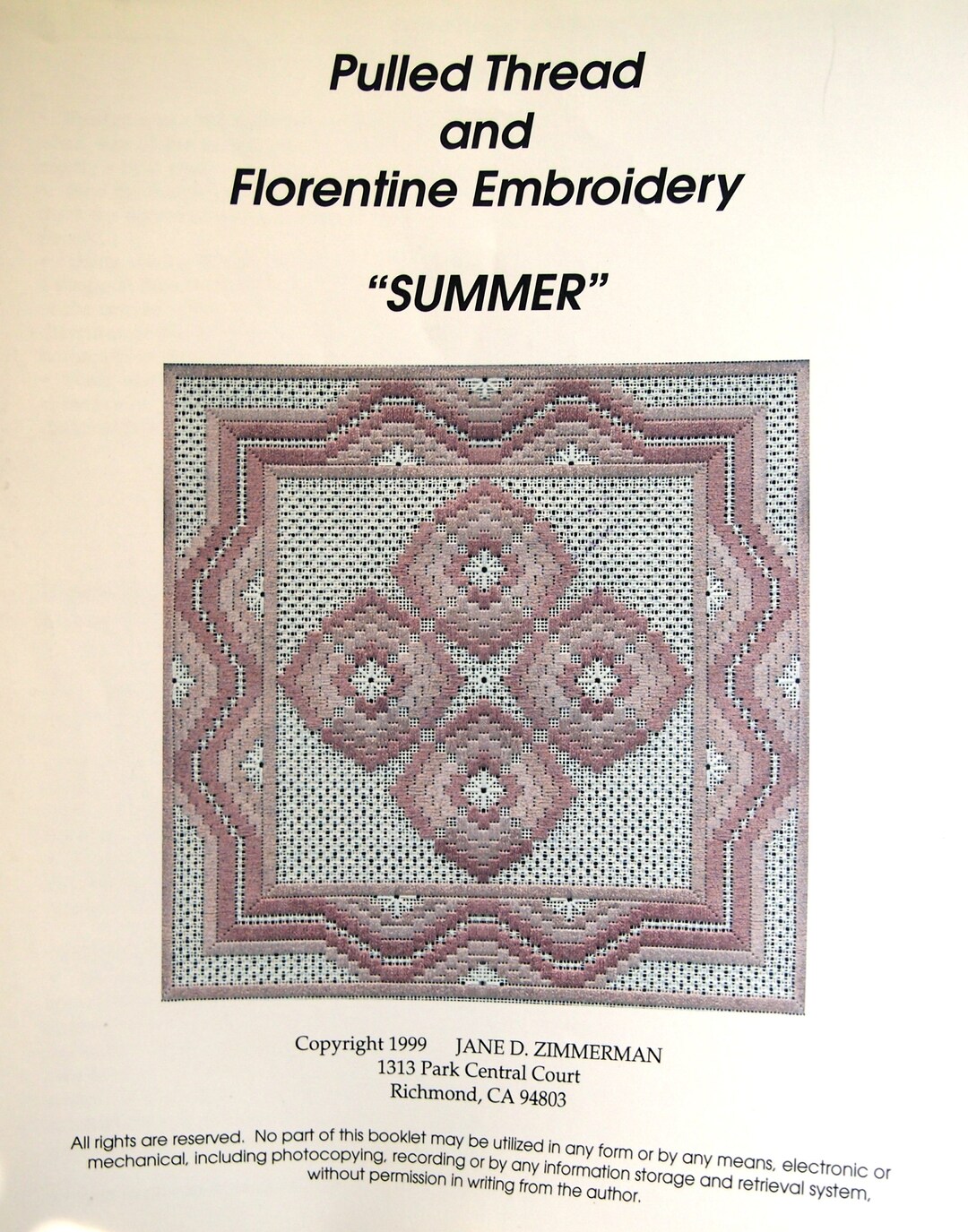 Summer - Pulled Thread and Florentine Embroidery by Jane D Zimmerman ...