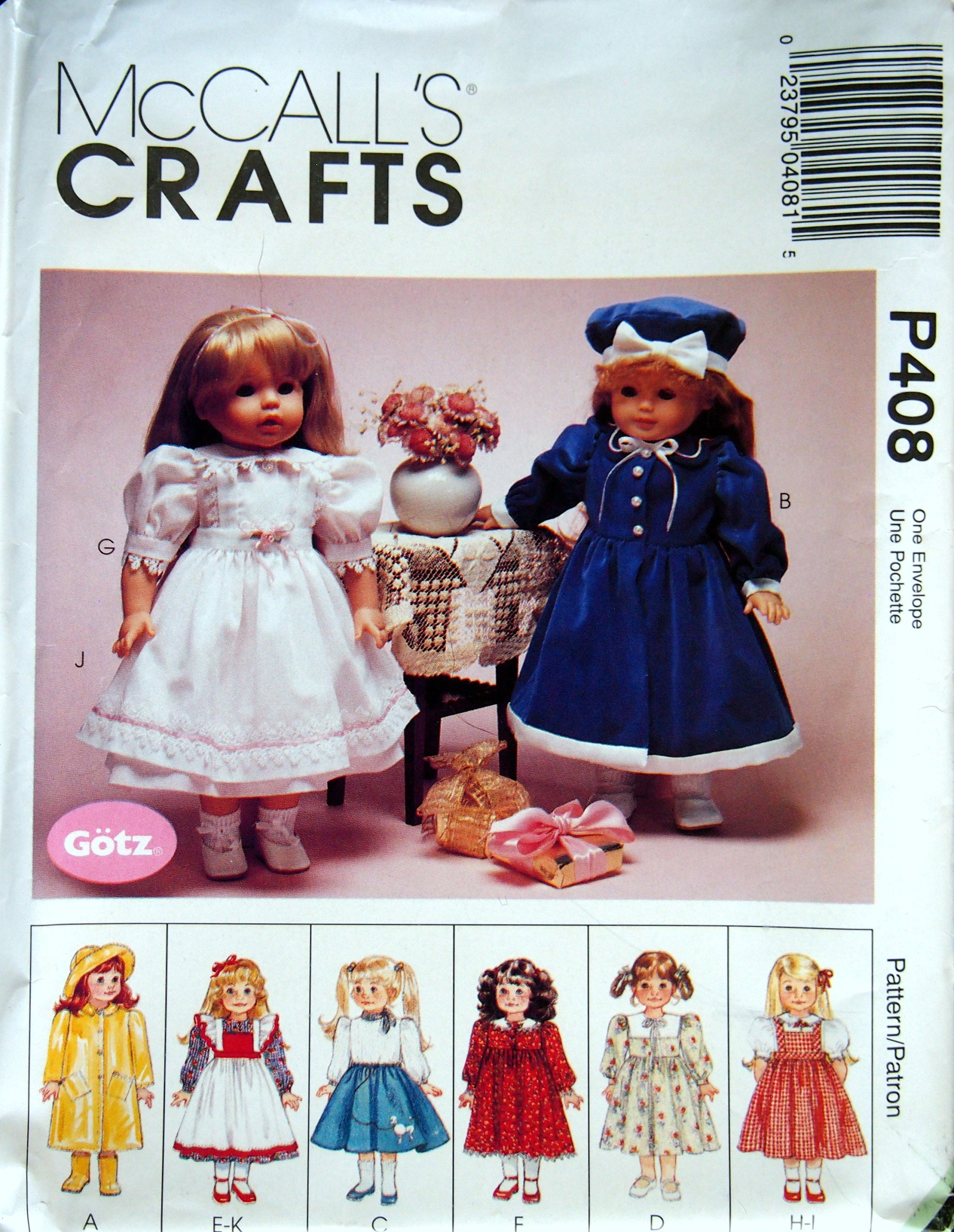 Doll Clothes Package Mccall's Crafts P408 / 8555 Vintage Uncut