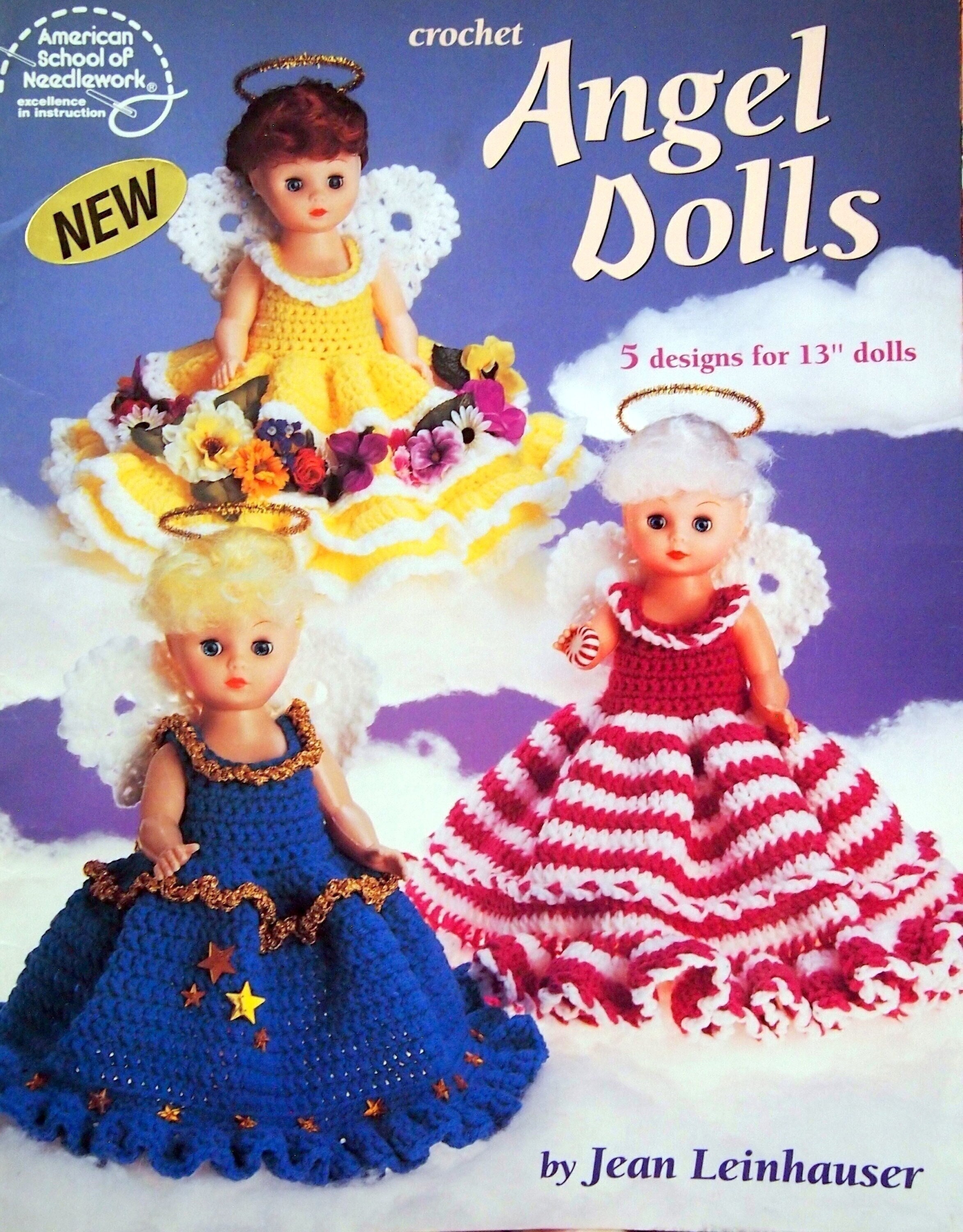 American School of Needlework Crochet Doll Pattern Angel Dolls 5 Designs 13\u201d doll Original pattern