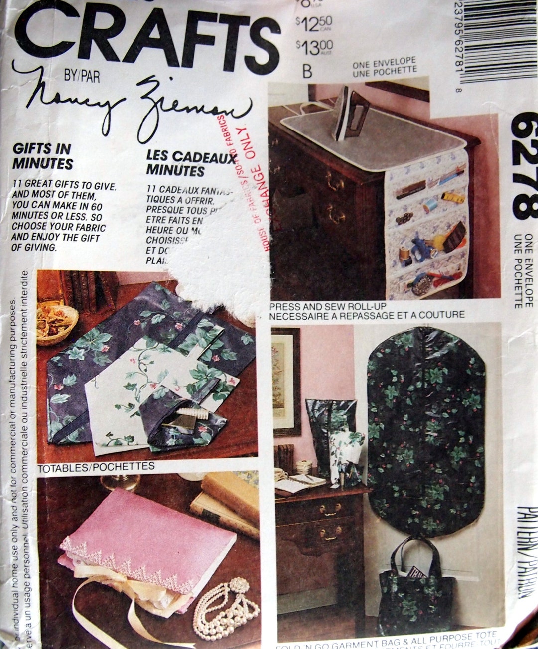 Gifts in Minutes Mccall's Crafts 6278 Vintage Uncut Sewing Pattern 1992 ...