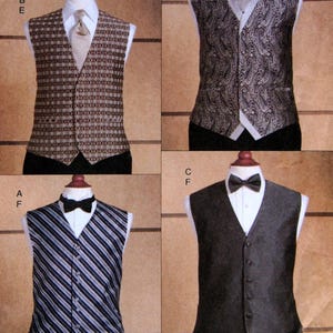Men&#39;s Vest, Tie And Bow Tie Size 38, 40, 42, 44 Vogue Men V8048 Vintage Uncut Sewing Pattern 2005