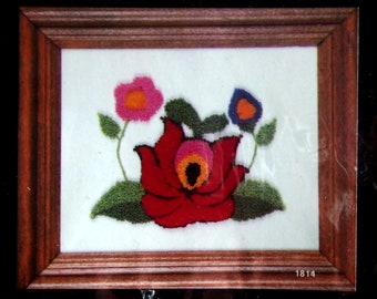 Red Rose By Karen Strauss And Craftways Vintage Miniature Needlepunch Embroidery Kit 1980