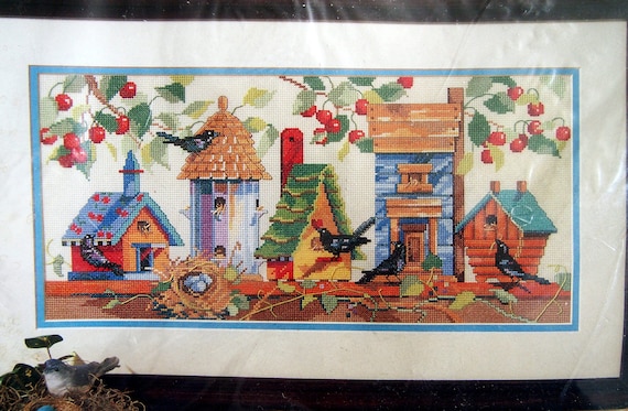 Birdhouses By Nancy Rossi And Bucilla Vintage Counted Cross Stitch Kit 1995
