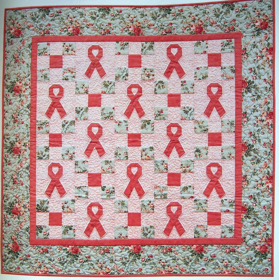 Pink Ribbon Quilt Pattern Pink Ribbon Quilts A Book Because of Breast Cancer by Mimi Dietrich ...