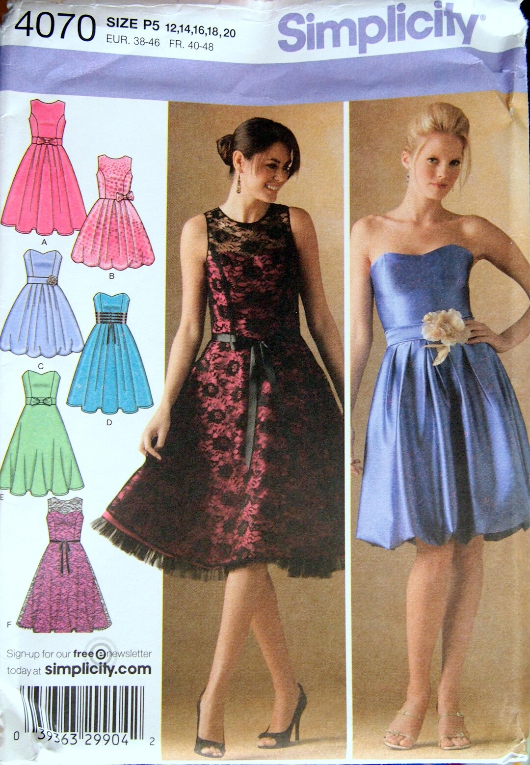 Misses' Dresses With Bodice and Skirt Variations Size 12, 14, 16, 18 ...