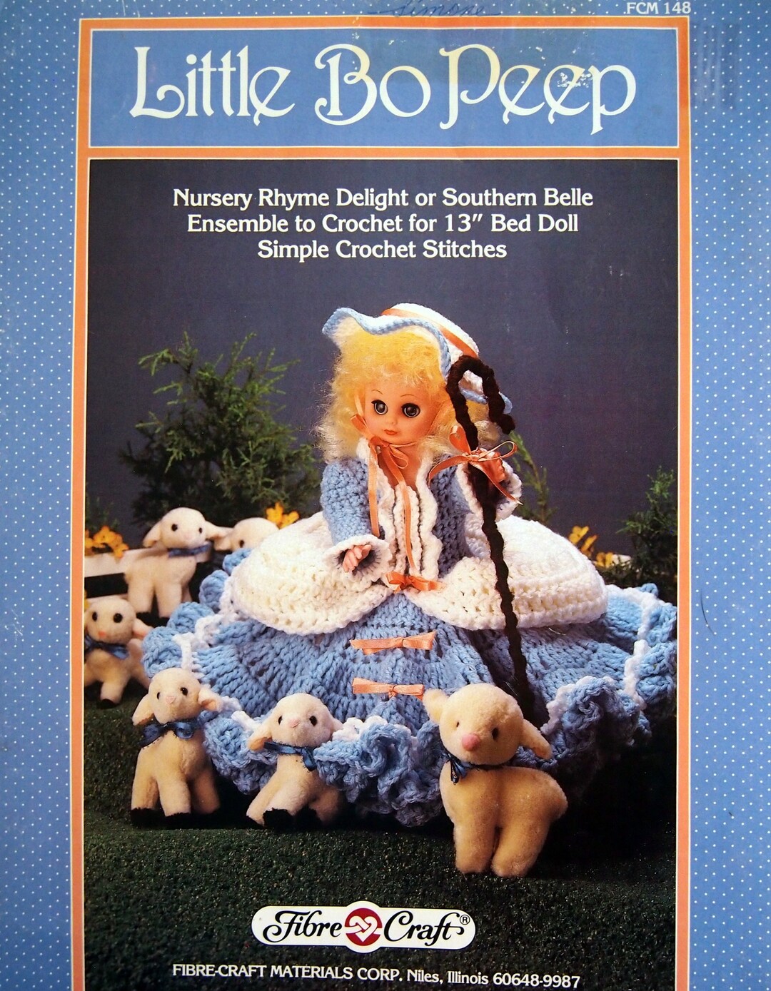Little Bo Peep Bed Doll by Fibre Craft Vintage Crochet Pattern Leaflet ...