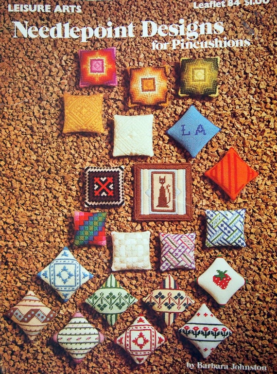 Needlepoint Designs for Pincushions by Barbara Johnston and Etsy