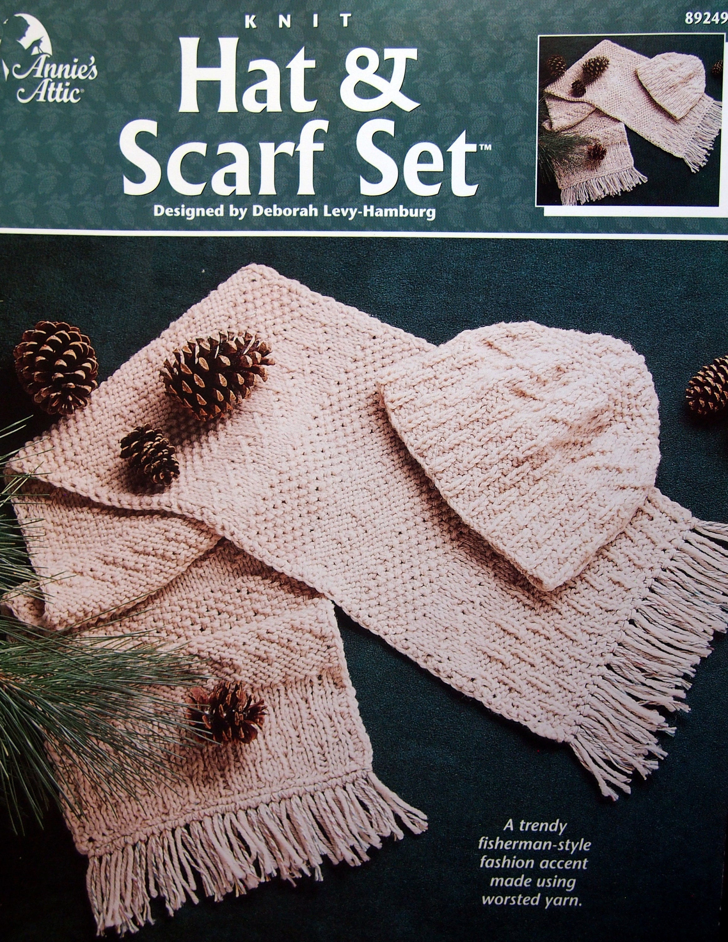 Hat & Scarf Set by Deborah Levy-hamburg and Annie's Attic Vintage Knitting  Pattern Leaflet 2000 
