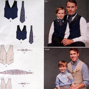 Boys&#39; And Men&#39;s Lined Vest, Bow-Tie, Cummerbund And Ascot Simplicity 8023 Uncut Sewing Pattern 2015