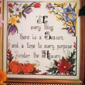 Zu jedem Ding gibt es eine Saison von Cathy Livingston And Just Cross Stitch Vintage Kreuzstichmuster Broschüre 1991