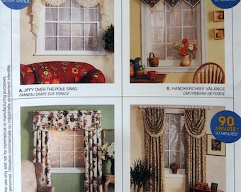 Window Treatments McCall's Home Dec In A Sec 2019 Vintage Uncut Sewing Pattern 1999