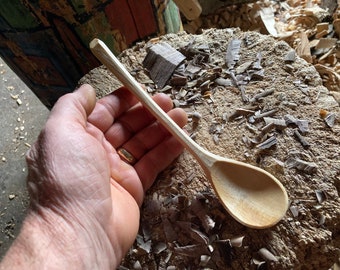 Hand carved wonky wooden eating spoon
