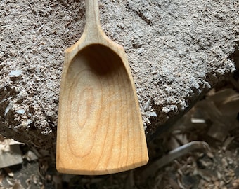 Wok style cooking spoon, 11” wooden spoon