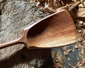 Wok style spoon, wooden spoon, cooking spoon, serving spoon, 14” hand carved wooden spoon