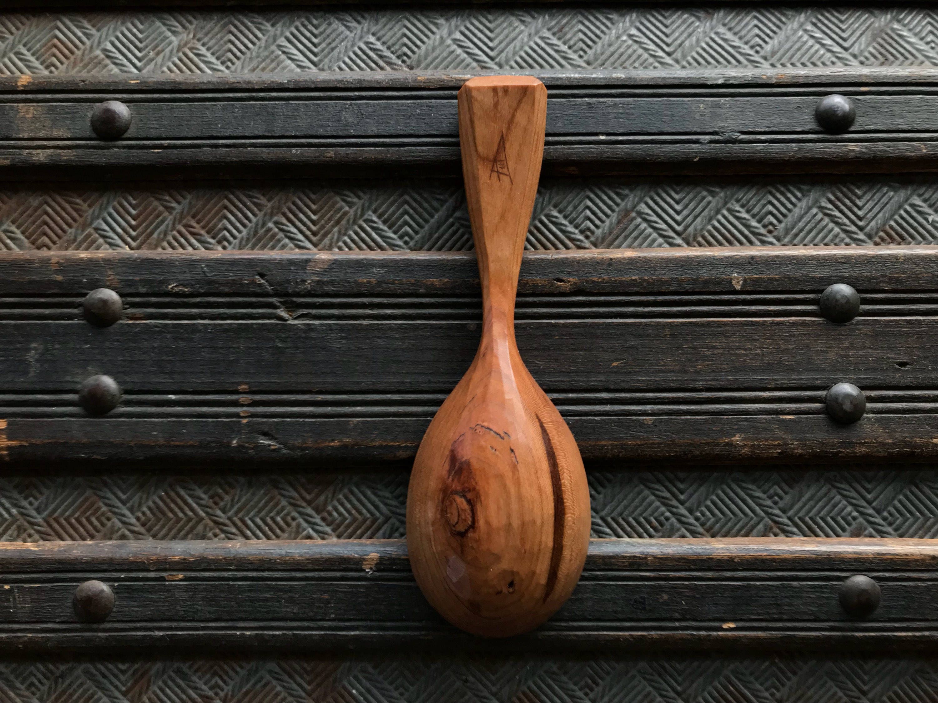 Oversized coffee scoop, tiny noggin, wooden scoop, hand carved wooden spoon