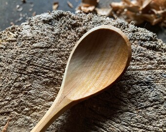 Eating spoon, cooking spoon, 9” all in one spoon, hand carved wooden spoon