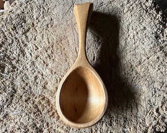 Hand carved wooden coffee scoop