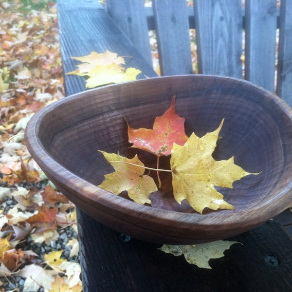 Hand carved black walnut bowl