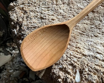 Hand carved wooden cooking spoon