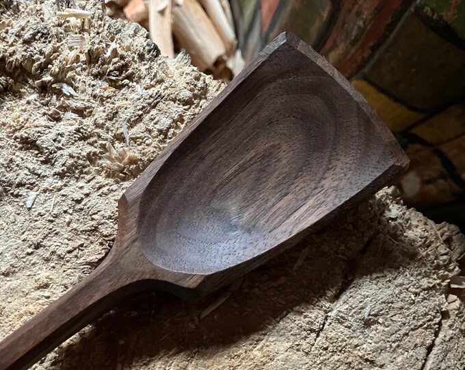 Featured listing image: Hand carved wooden cooking spoon, twelve eleven inches long