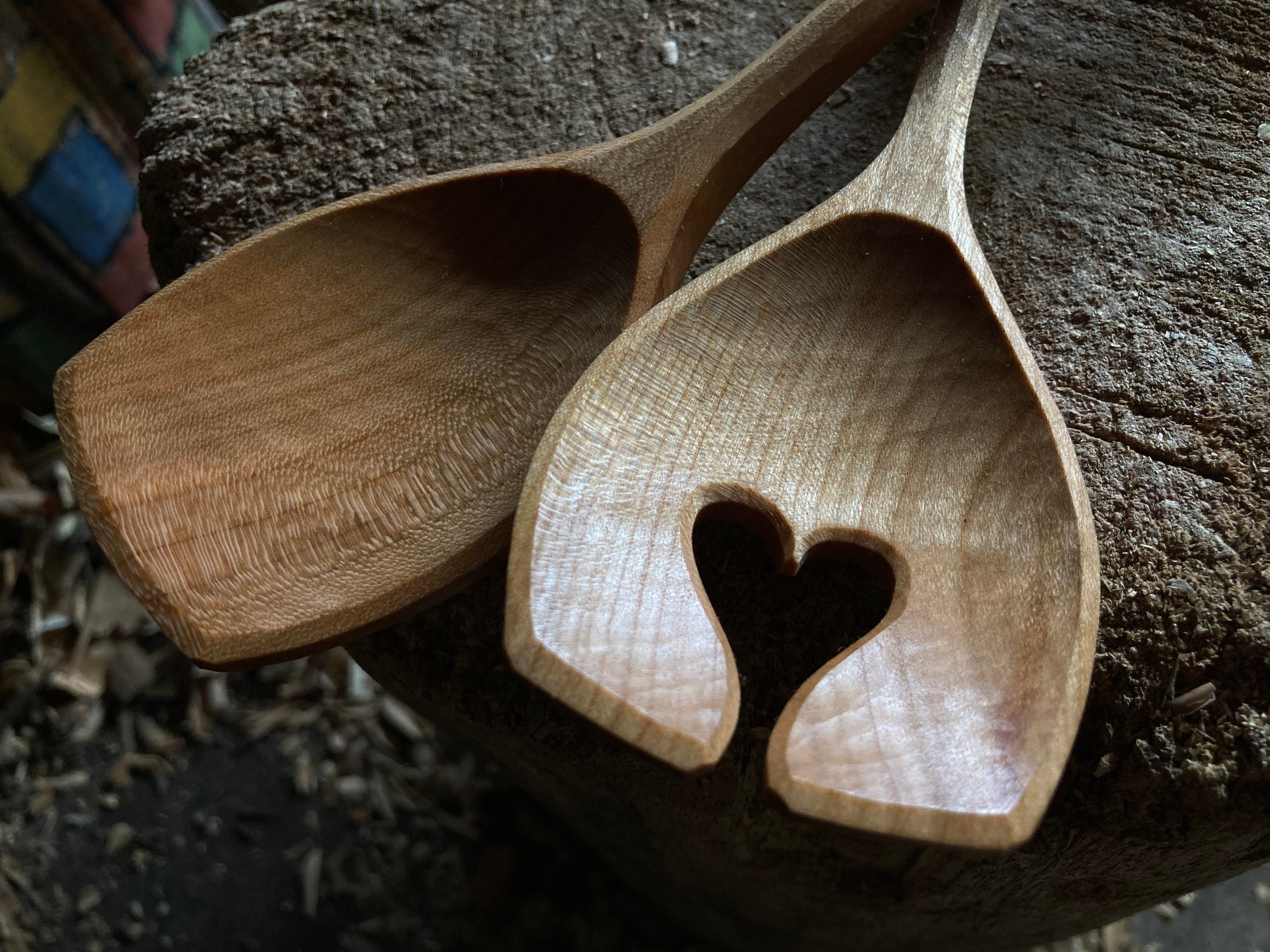 10 Salad spoons, salad servers, wooden spoons, serving spoons, hand