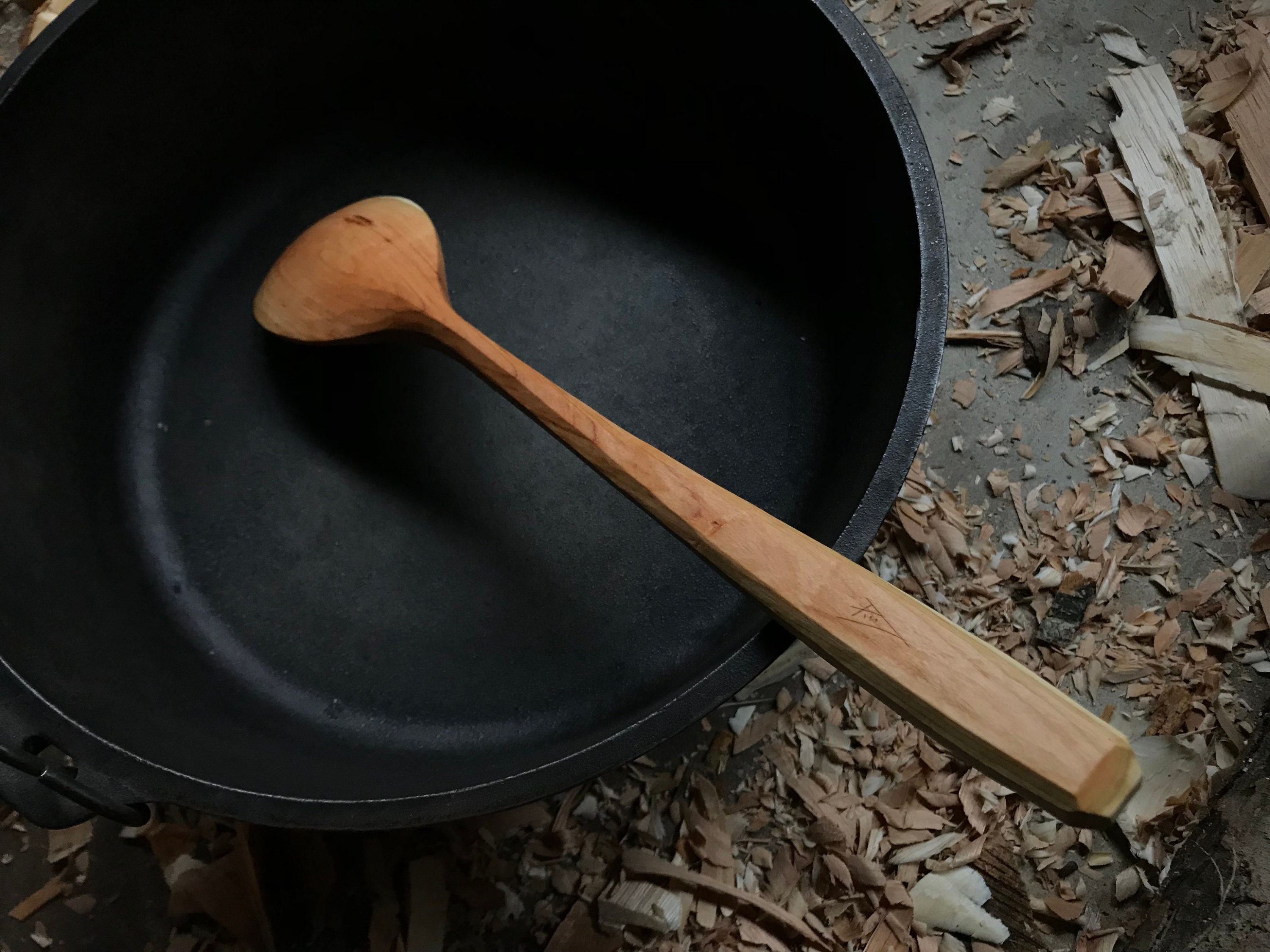 Large 14 cooking spoon, serving spoon, wooden spoon, hand carved wooden