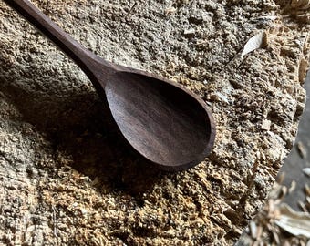 Hand carved wooden tea spoon