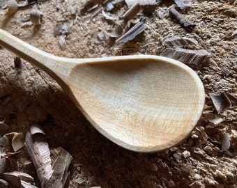 Dinner spoon, 8” wooden eating spoon