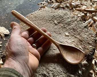 Hand carved wooden cooking spoon