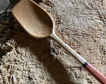 Hand carved wooden cooking spoon