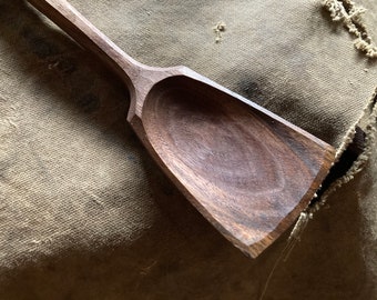 Wok style cooking spoon, 11” wooden spoon