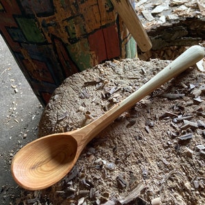 Hand carved wooden cooking spoon