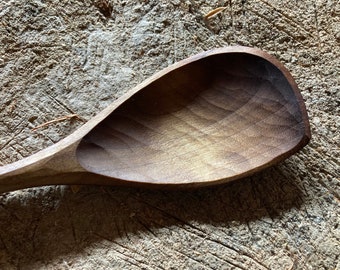 Cooking spoon, serving spoon, right handed, 12” hand carved wooden spoon