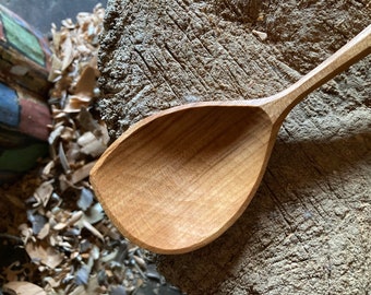 Cooking spoon, serving spoon, hand carved 10” wooden spoon