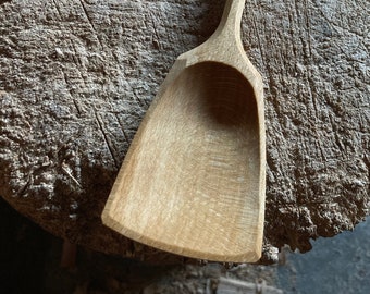 Wok style cooking spoon, 12” wooden spoon