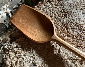 Hand carved black cherry cooking spoon
